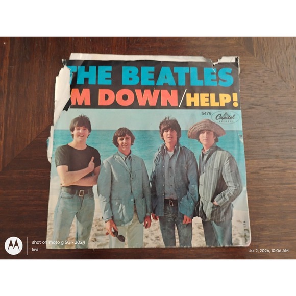 Capitol Records Other - The Beatles Help! & I'm Down 45 Vinyl Record Picture Sleeve Capitol 5476